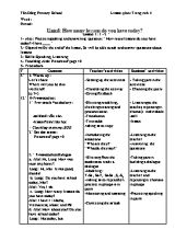 Giáo án môn Tiếng anh lớp 5 - Unit 6 How many lessons do you have today - Trường Tiểu học Tân Đông